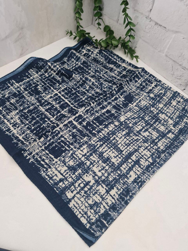 مینی اسکارف نخی سورمه ایی طرح دار