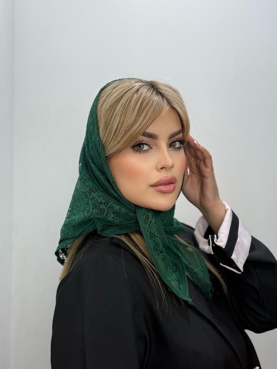 مینی اسکارف توری سبز زمردی