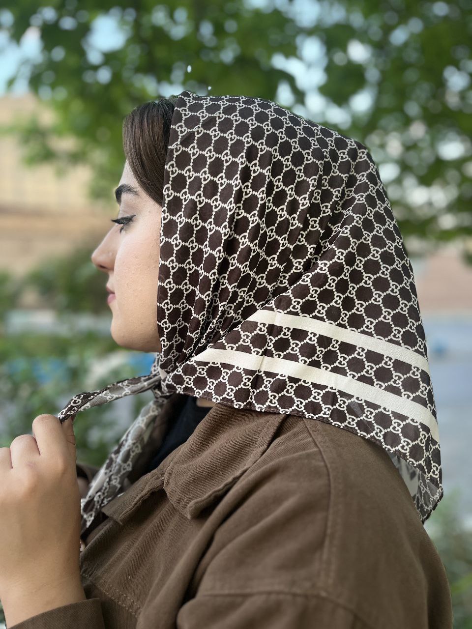 مینس اسکارف نخی قهوه ایی