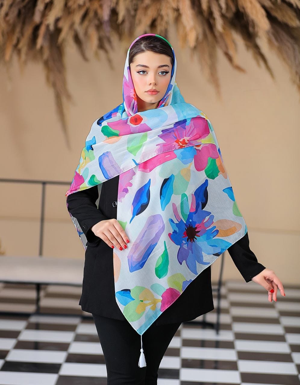 روسری نخی رنگی رنگی