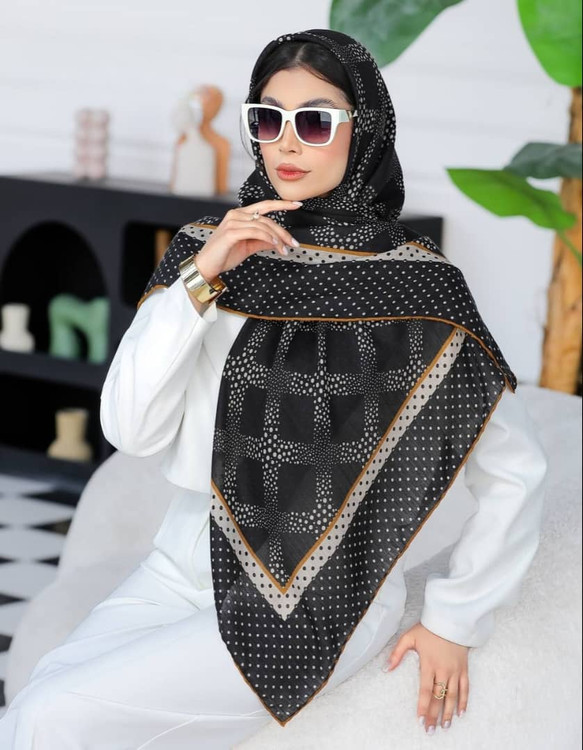 روسری نخی سیا اسکارف قواره 120.مشکی