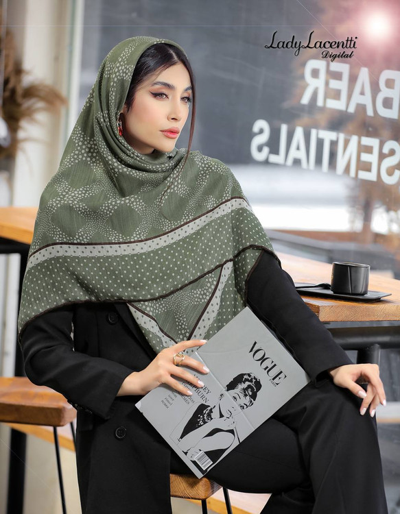 روسری نخی سیا اسکارف قواره 120.سبز