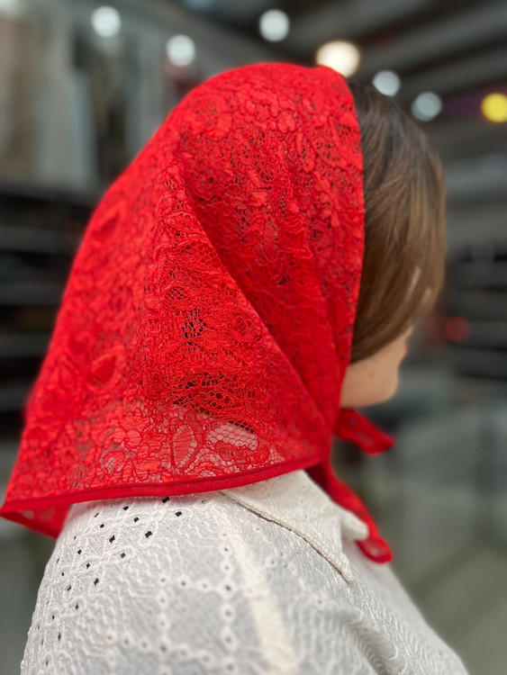 مینی اسکارف قرمز توری