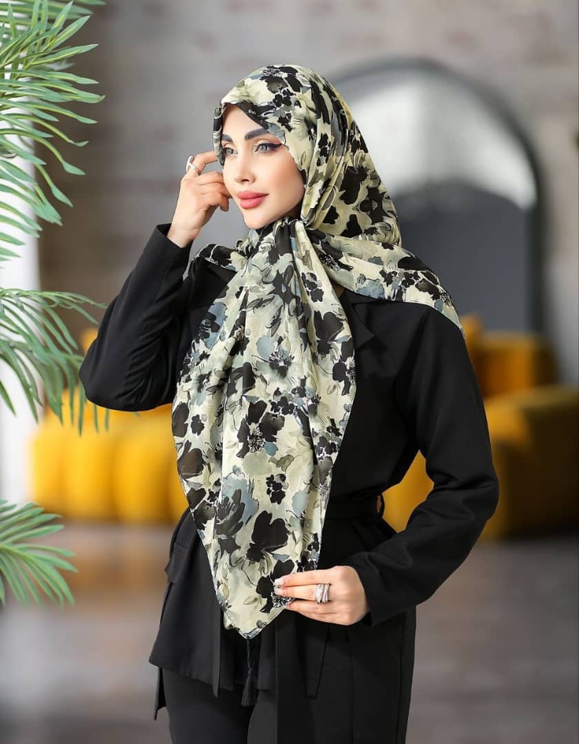 روسری نخی قواره 140.سدری طوسی