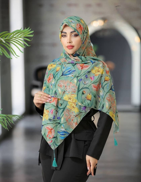 روسری نخی قواره 140.سبزشاد