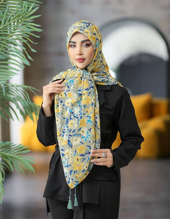 روسری نخی قواره 140.خردلی