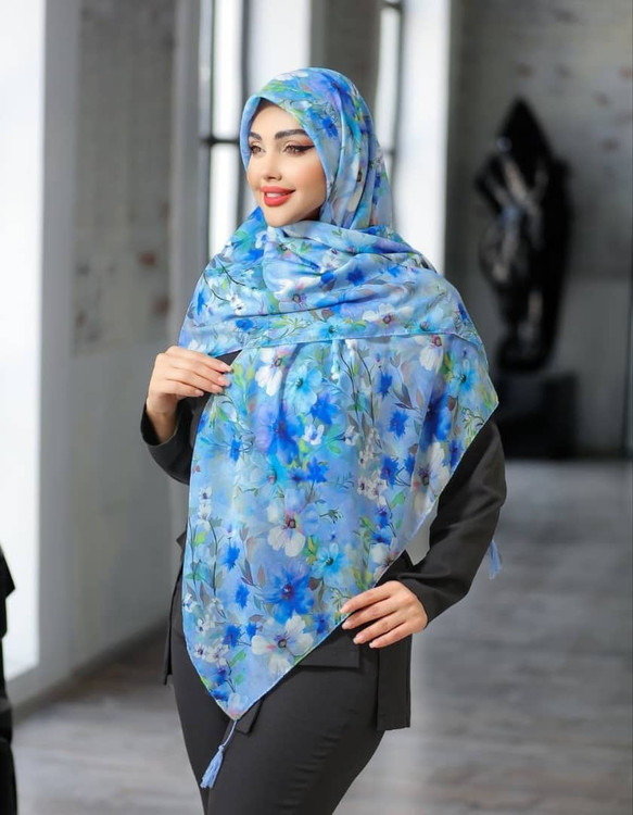 روسری نخی قواره 140.ابی