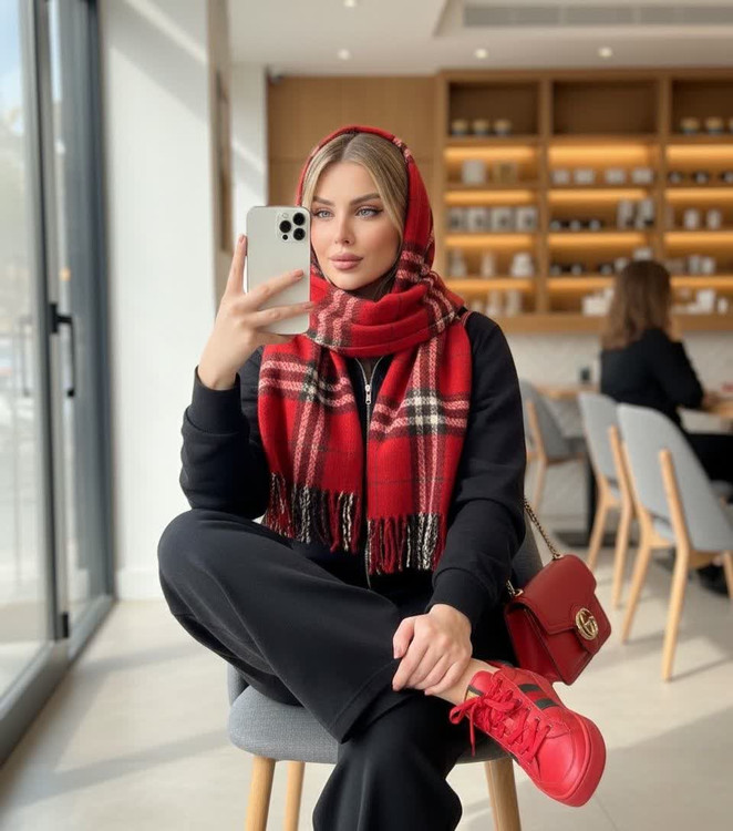 شال موهر قرمز