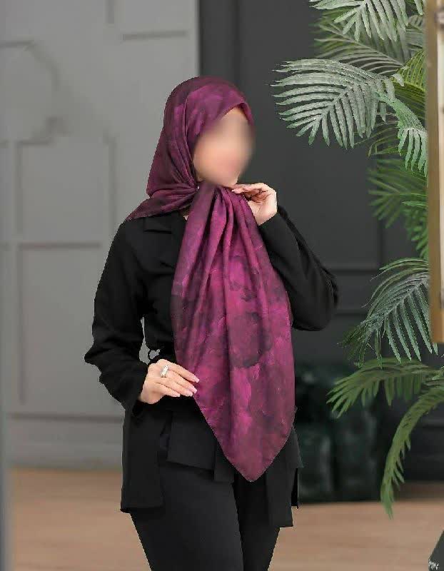 روسری نخی 4 فصل قواره بزرگ با طرح سایه روشن کد1209